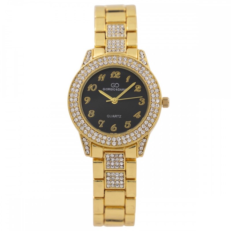 Jolie Montre Femme Métal Doré Strass GIORGIO