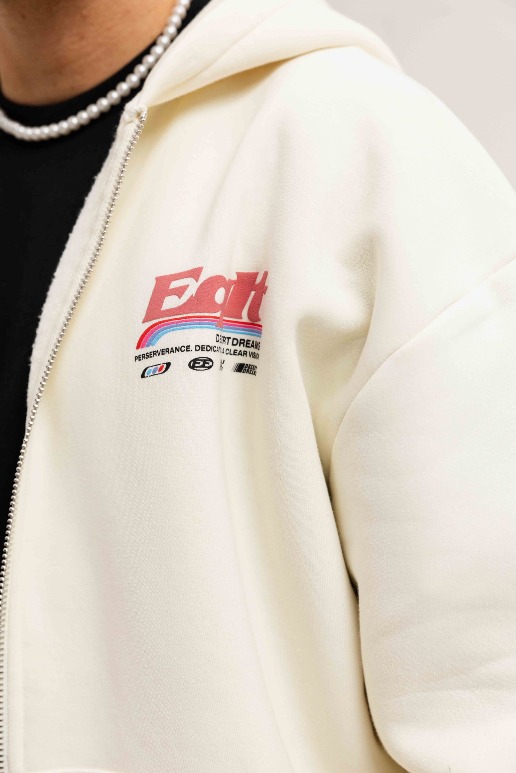 Equalité Desert Oversized Full Zip Hoodie Heren Gebroken Wit
