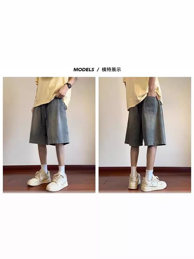 Capbrew - Gewassen denim shorts met trekkoordtaille