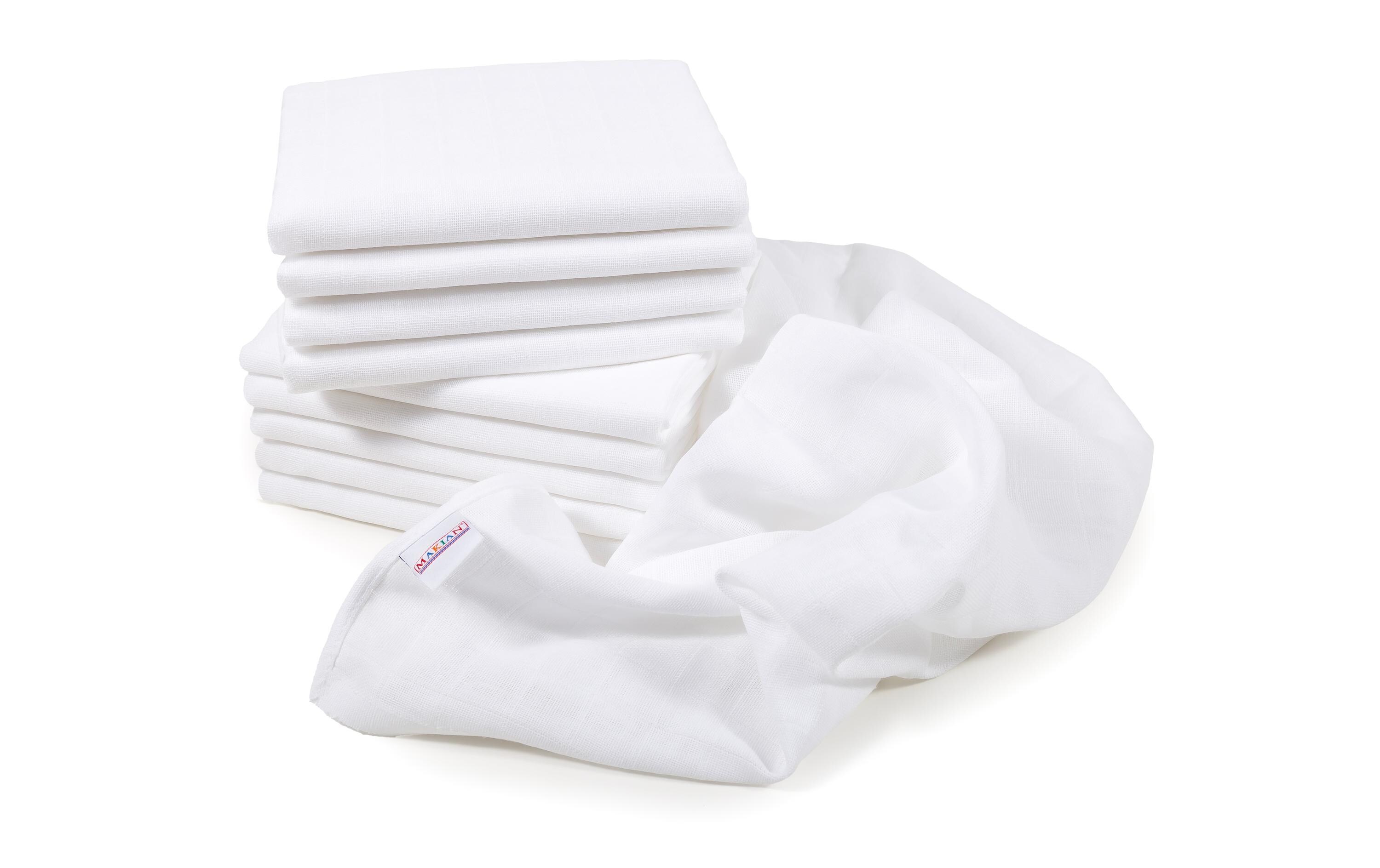 Mulltuch 10-er Pack 80 x 80 cm, WeissMullwindeln