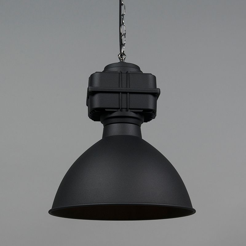 Set van 2 industriële hanglampen klein mat zwart - Sicko