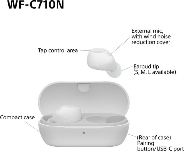 Sony WF-C710N true wireless in-ear høretelefoner (hvid)