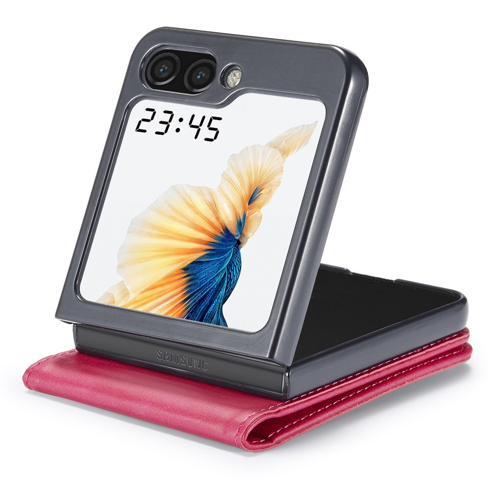Samsung Galaxy Z Flip7 FE / Z Flip6 Vintage Leder Tasche Flip Cover Fashion Design - Rot