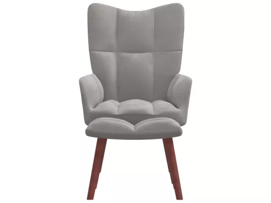 Chaise de relaxation avec repose-pied Gris clair Velours