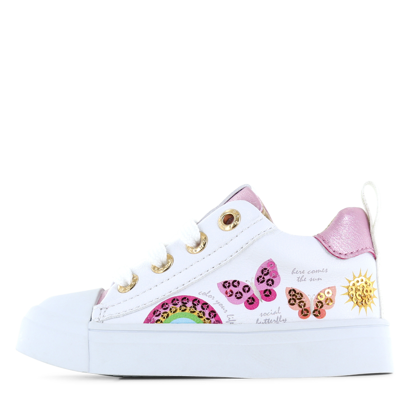 Shoesme witte sneaker met vlinders Microleer | Meisjes schoenen