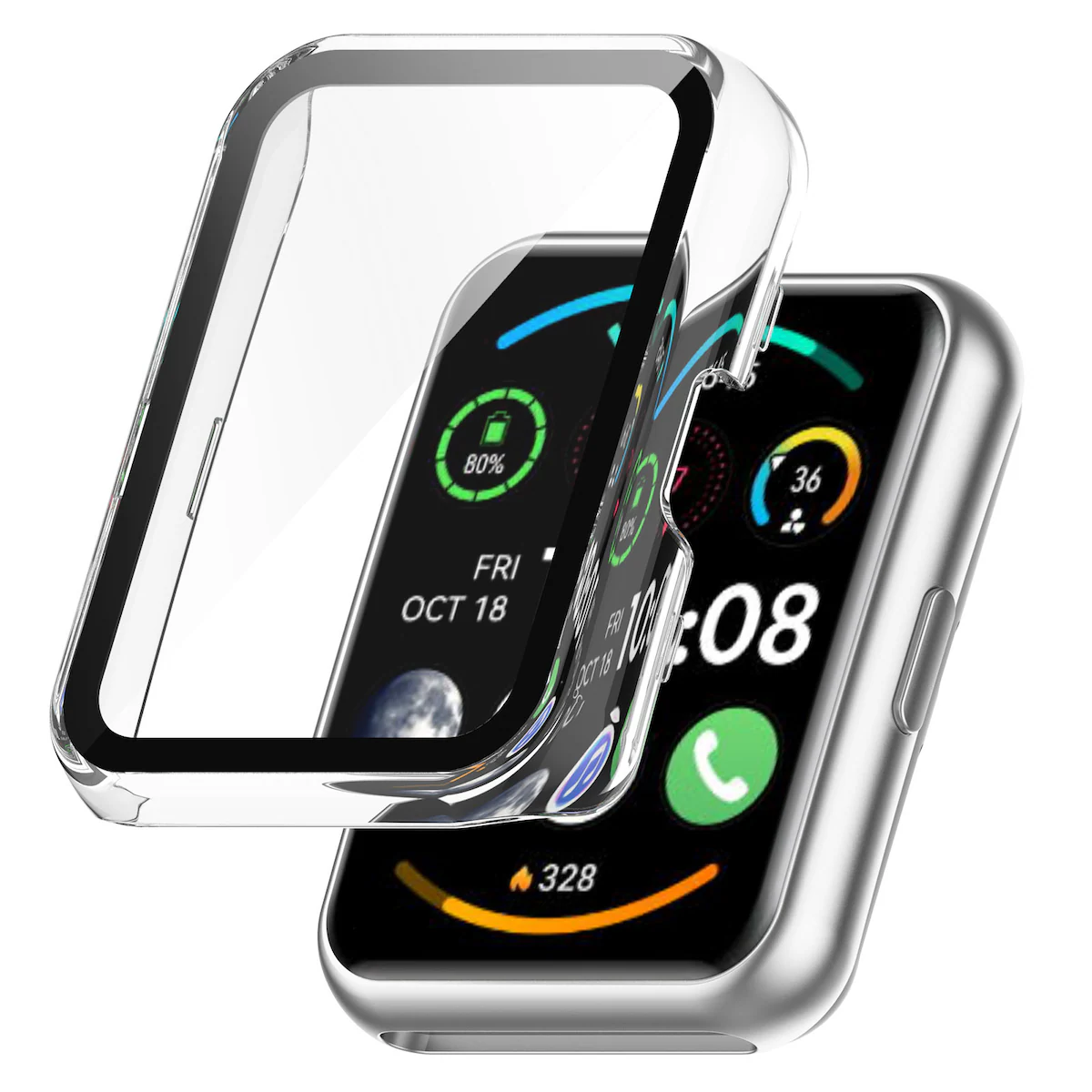 All-inclusive beskyttelsesveske som er kompatibel med Huawei Watch Fit New/OPPO Watch Gjennomsiktig Huawei Watch Fit/Huawei Watch Fit New/OPPO Watch Free