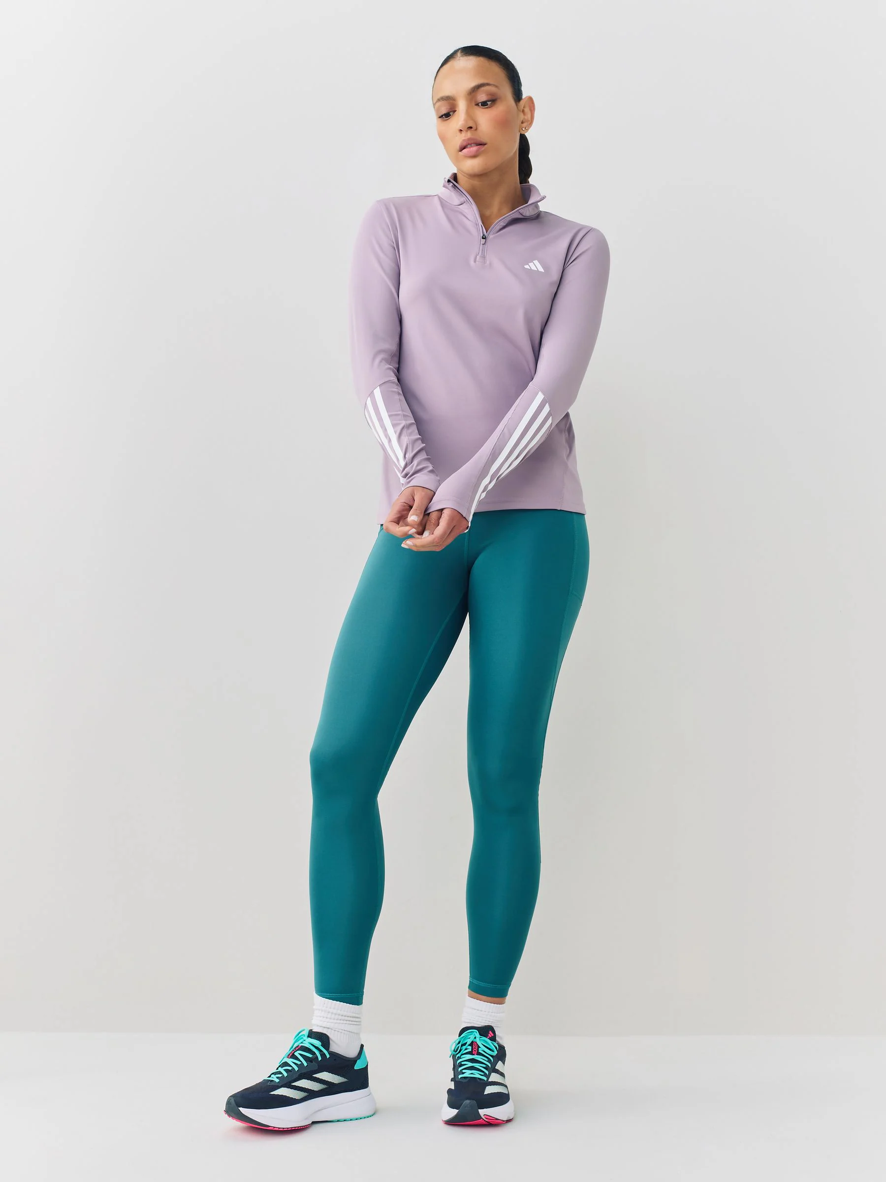 Paars - adidas Hyperglam trainingstop met kwartrits