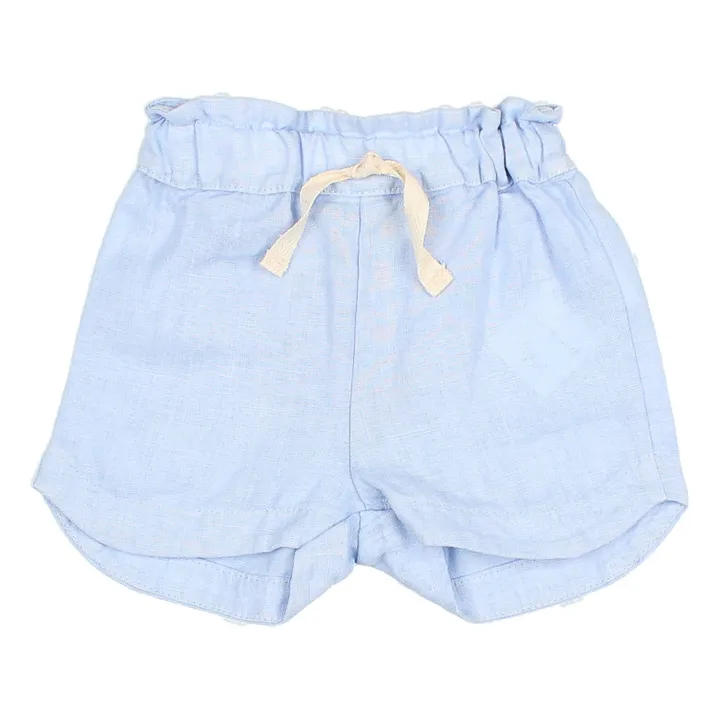 Búho Short Uni Lin Bébé | Bleu ciel