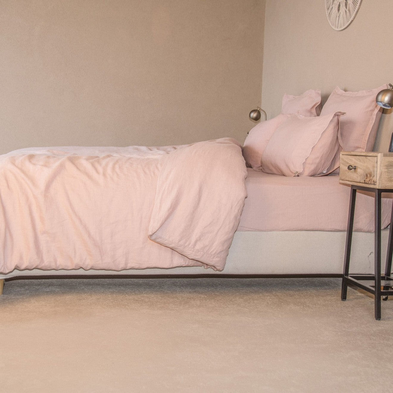 Febronie Housse de couette en Lin Lavé Hortense rose