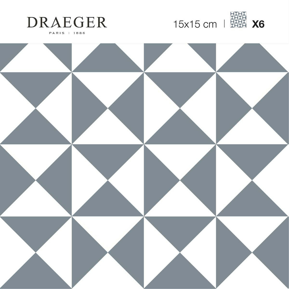 Stickers carrelage 15 x 15 cm - triangles gris et blanc