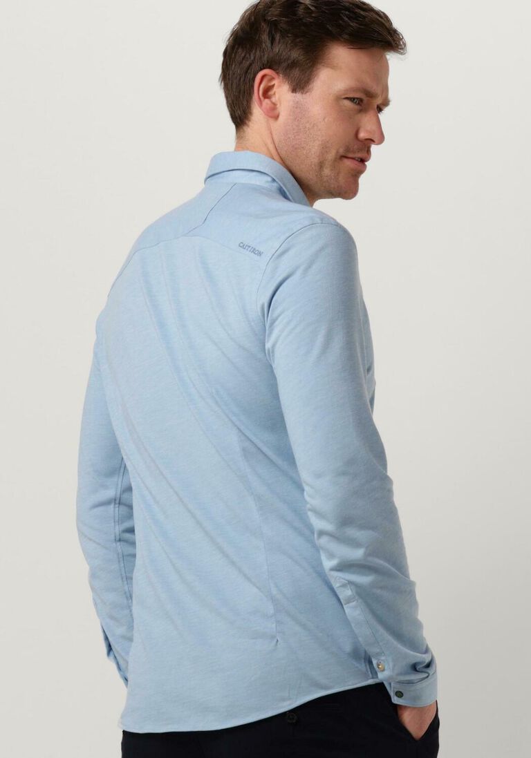CAST IRON lichtblauwe cast iron casual overhemd long sleeve shirt cf jersey pique tec