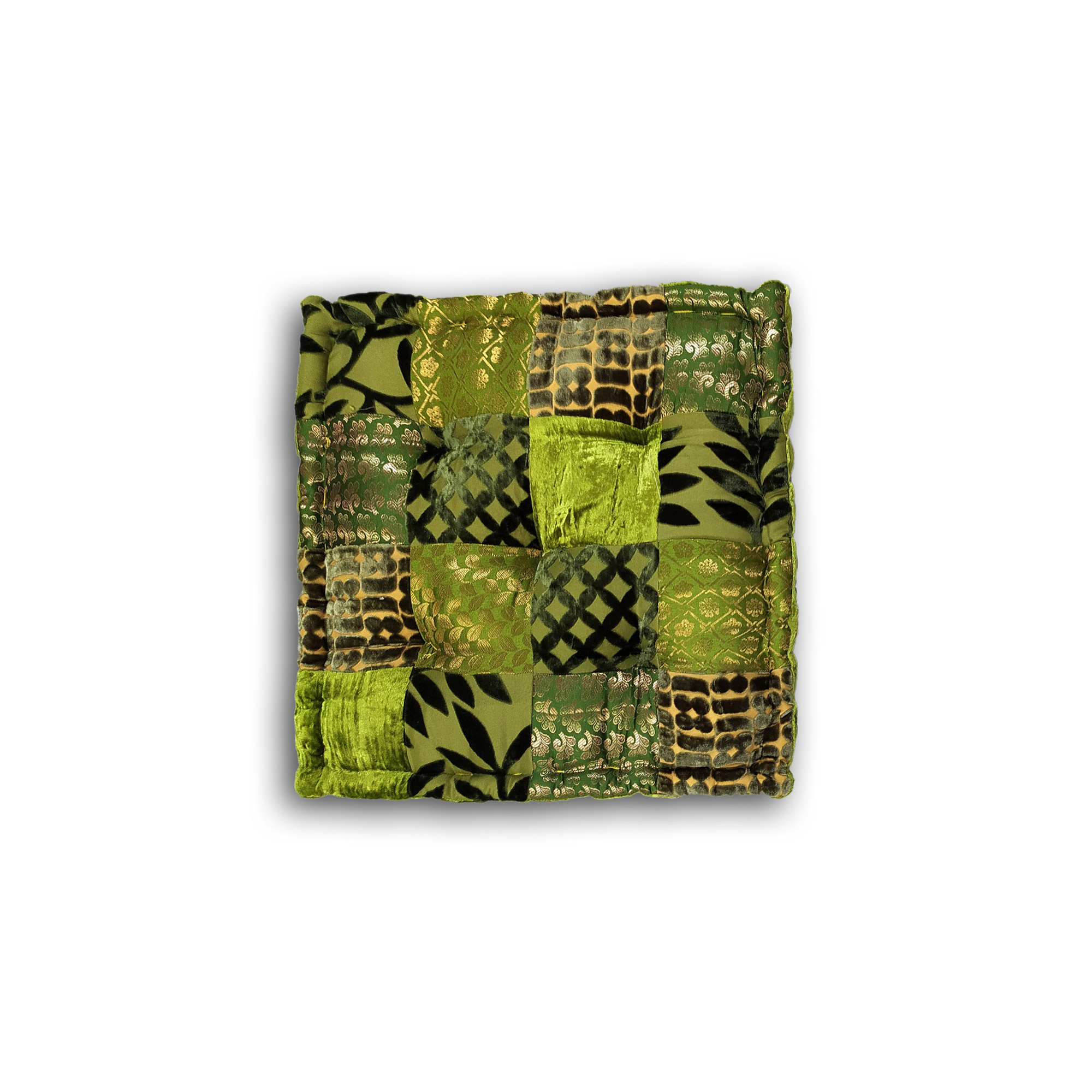 Patchwork-Sitzkissen, Grüntöne, B 45 cm, L 45 cm, H 10 cm von fischer's lagerhaus