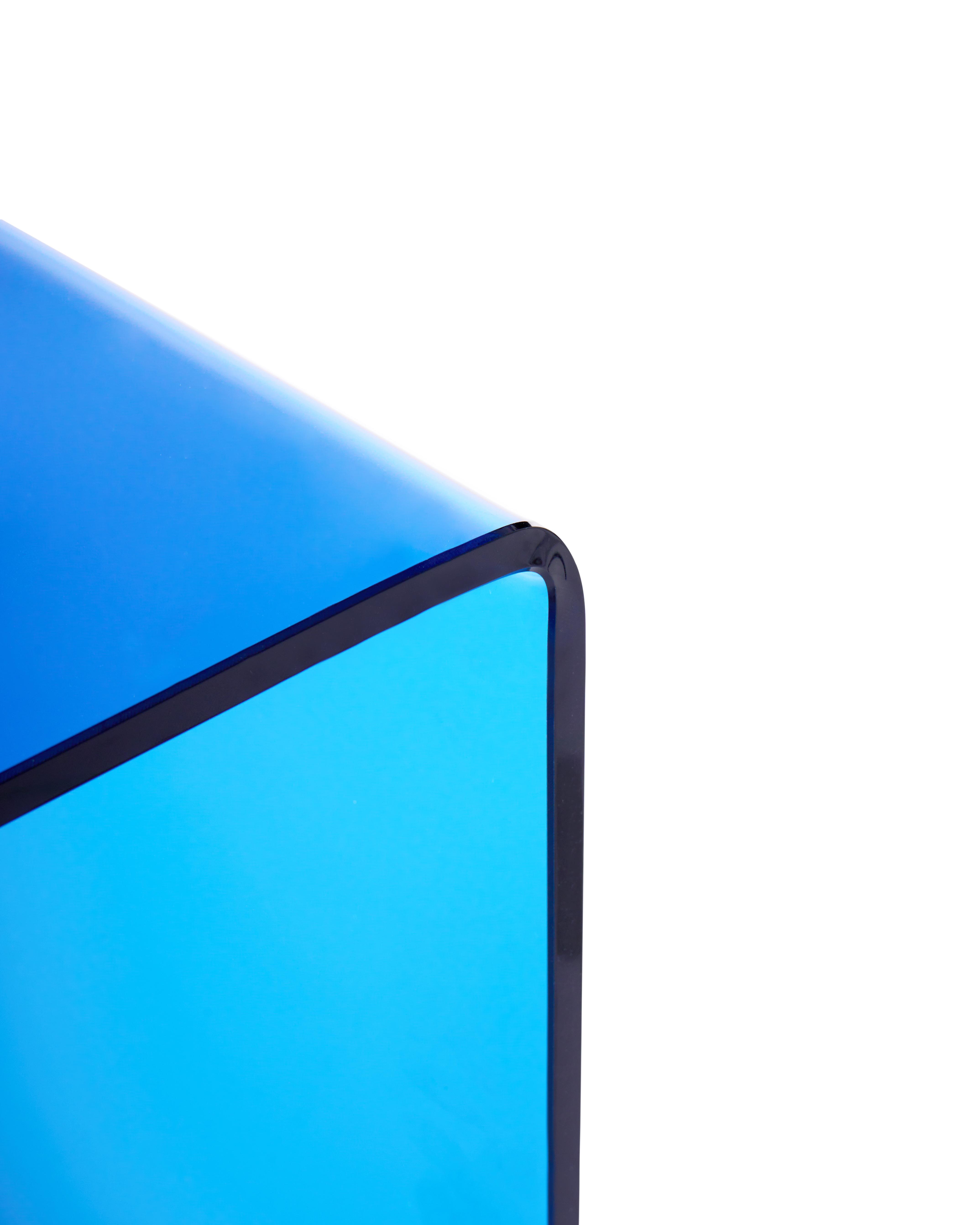 Sidetable KENDALL Veiligheidsglas Blauw