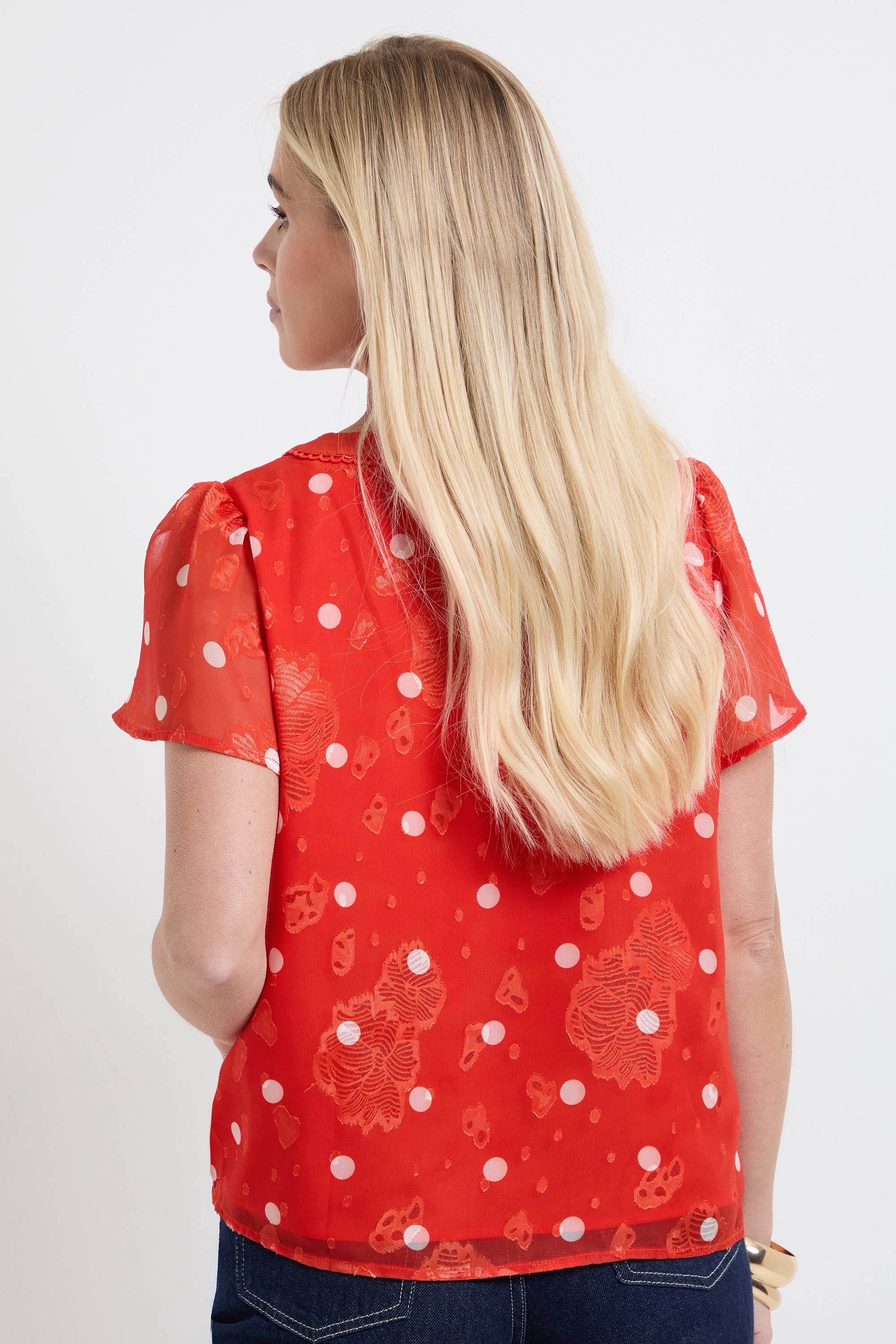 Wallis Chemisier Petite À Pois Avec Dentelle Dévorée Et Insert