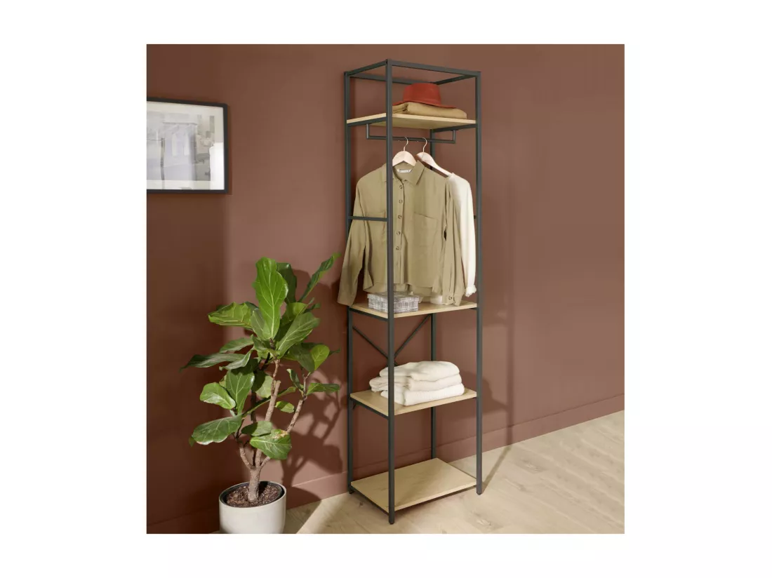 Portant vêtements en bois et métal NOIR L50 x H200cm JUNE