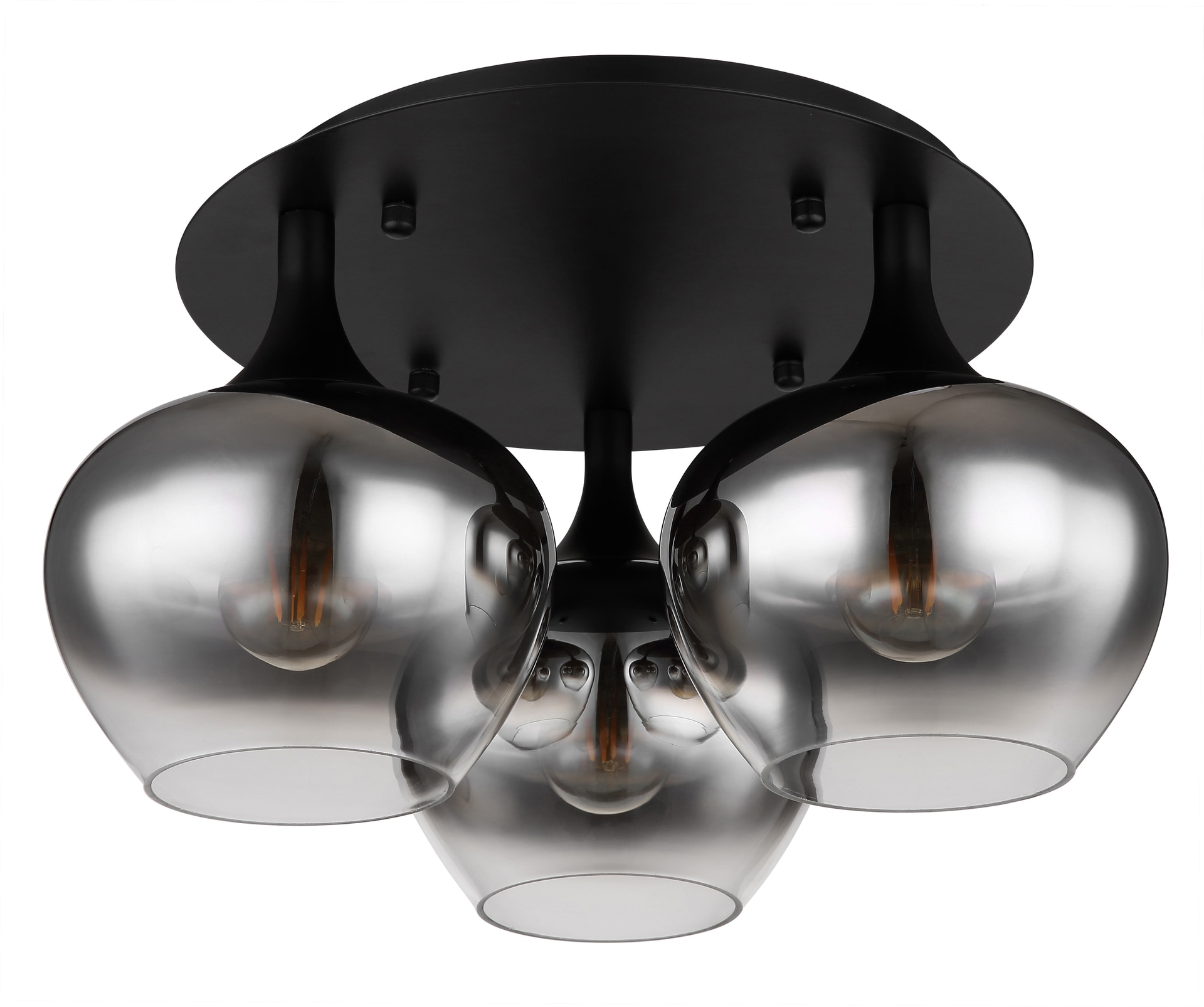 Globo Retrofit Deckenlampe Maxy schwarz Rauchglas 45cm 25,5cm 3-flammig