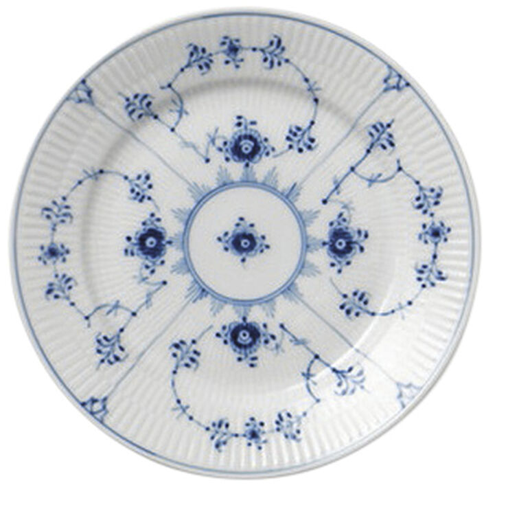 Royal Copenhagen Musselmalet Riflet 19 cm. flad tallerken Blå
