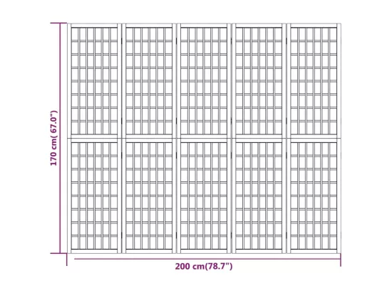 Cloison de séparation pliable 5 panneaux 200x170 cm Blanc