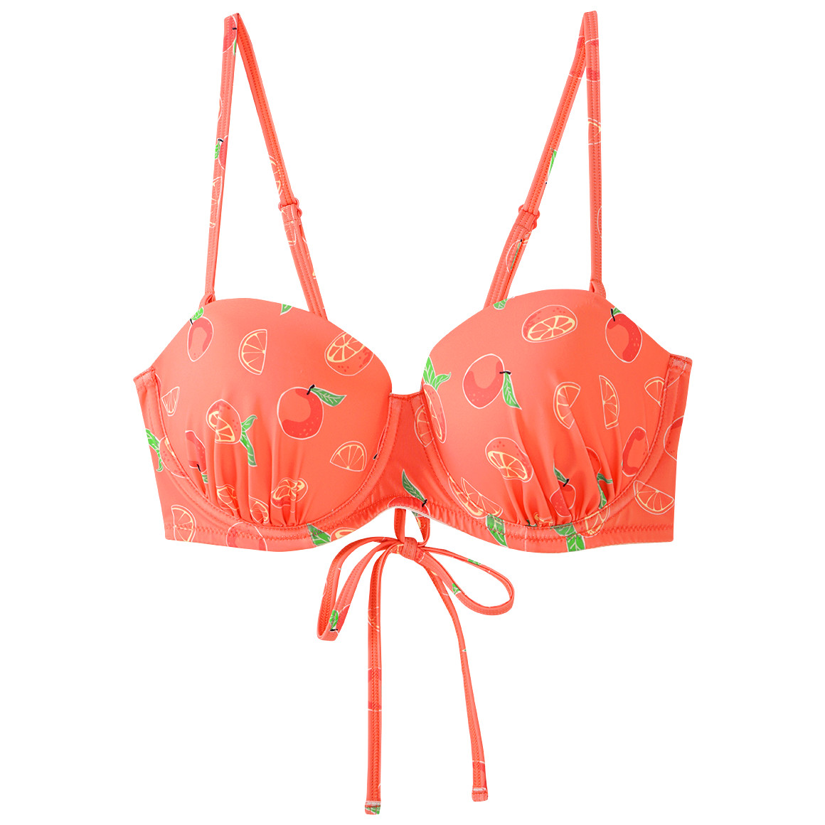 Famy Damen Bikinioberteil mit Allover-Print hellorange