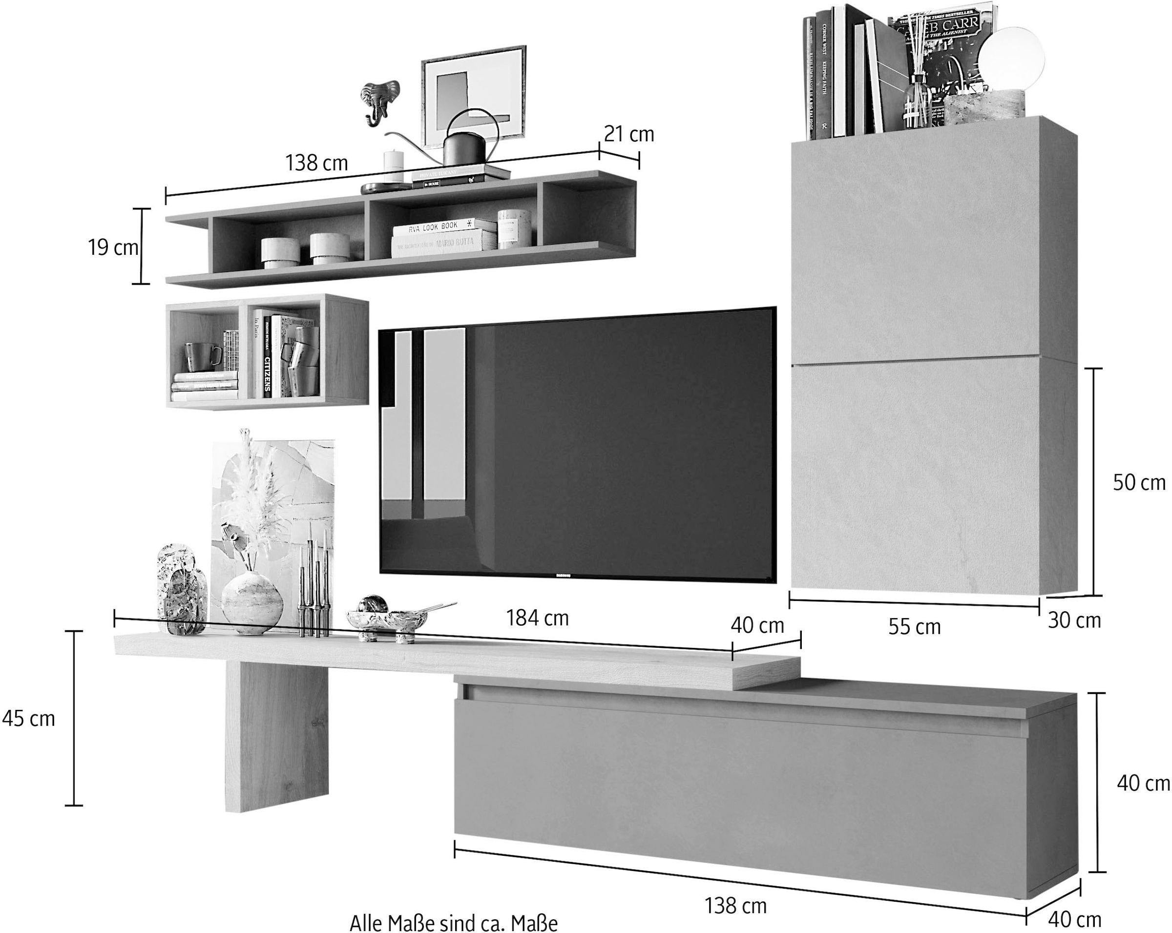 INOSIGN Wohnwand »Infinity, 6tlg. Breite 276 cm, Höhe variabel, Schrankwand, Anbauwand« 6 Stk. tlg.