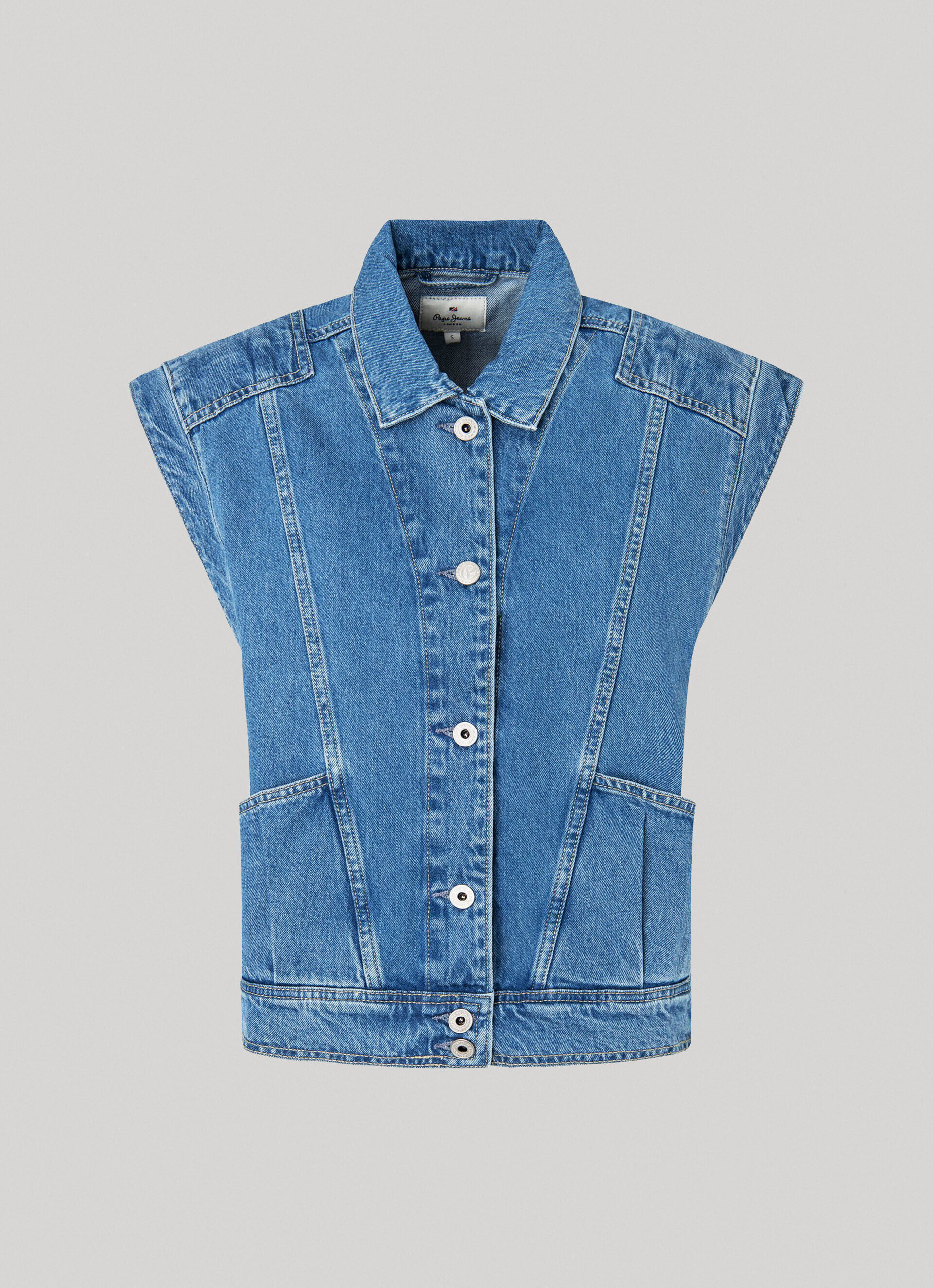 JAQUETA JEANS SEM MANGAS - jeans