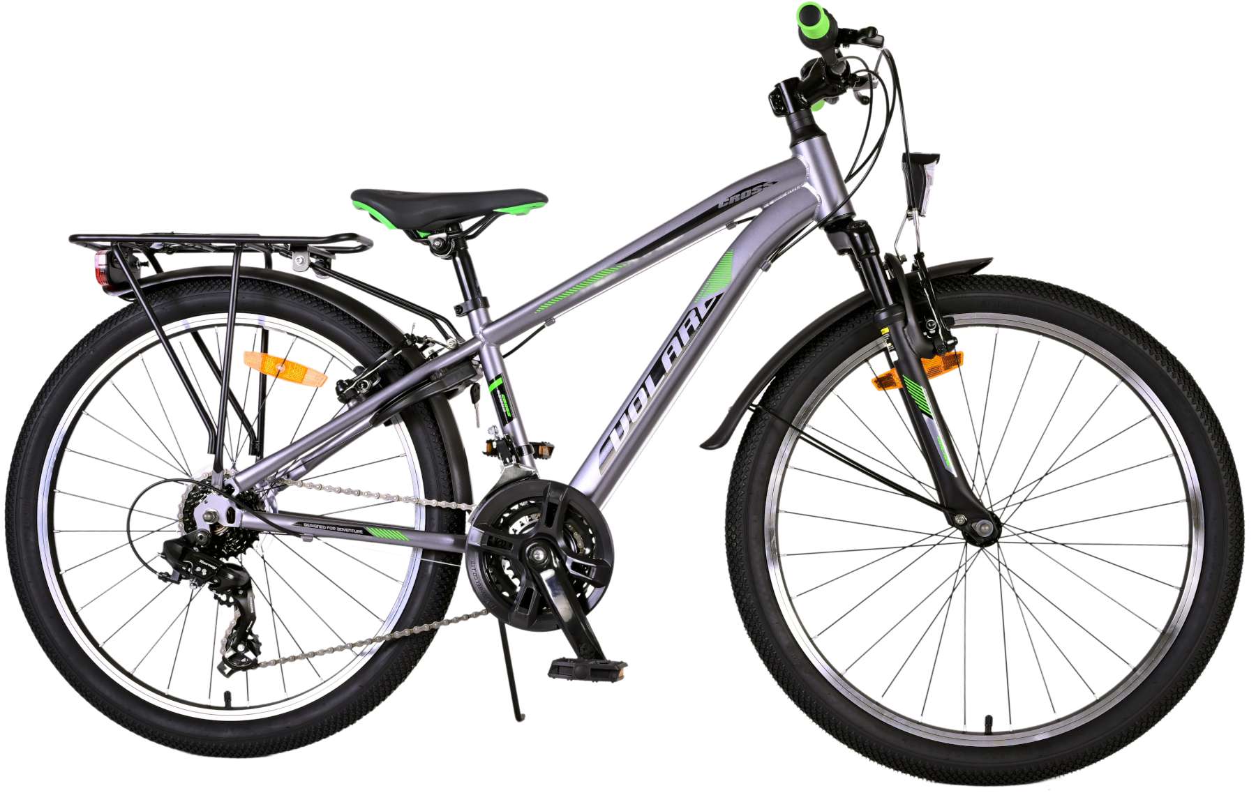 TPFSports Cross Kinderfahrrad - Jungen - 2 Handbremsen - 18 Gänge - 24 Zoll - Grau