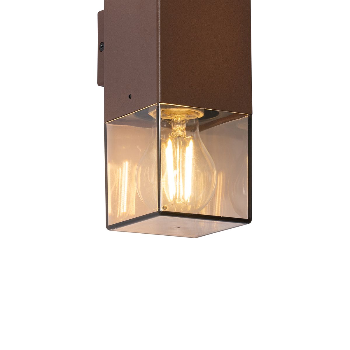 Buiten wandlamp roestbruin met smoke kap 2-lichts IP44 - Denmark