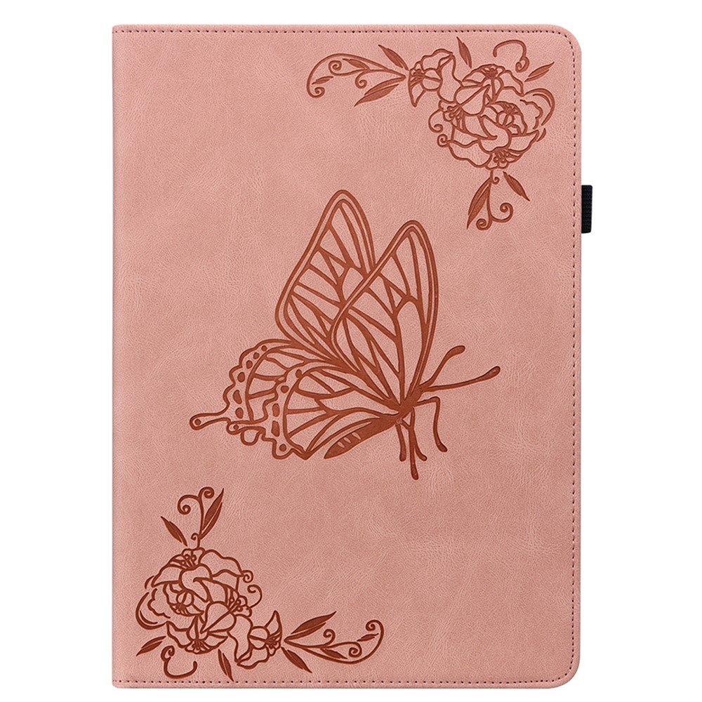 Samsung Galaxy Tab A11  Plus / A9  Plus Leder Tasche Flip Cover Schmetterling Imprint - Rosa