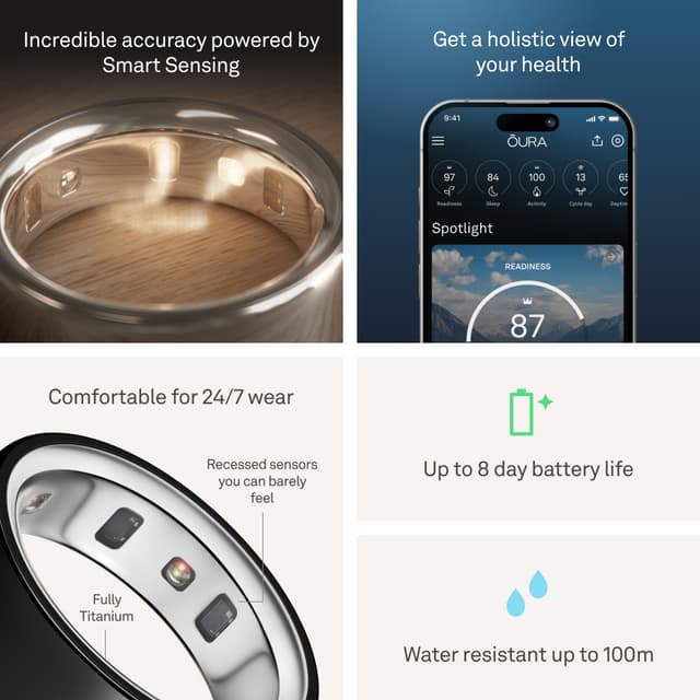 Oura Ring 4 Smart Ring størrelse 10 (sort)