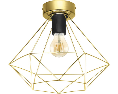 Plafondlamp, 1-lichts, HxØ 27,5x32,5 cm, Tarbes messing/geborsteld
