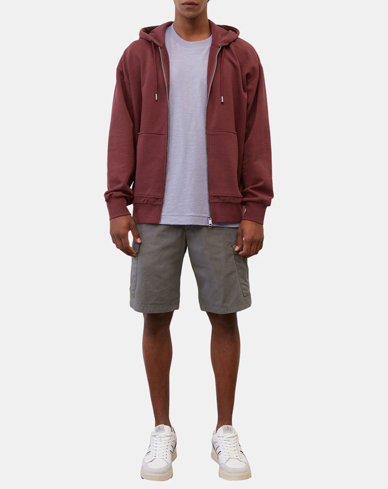 Marc O'Polo Sweat zippé à capuche 100% Coton Bio bordeaux