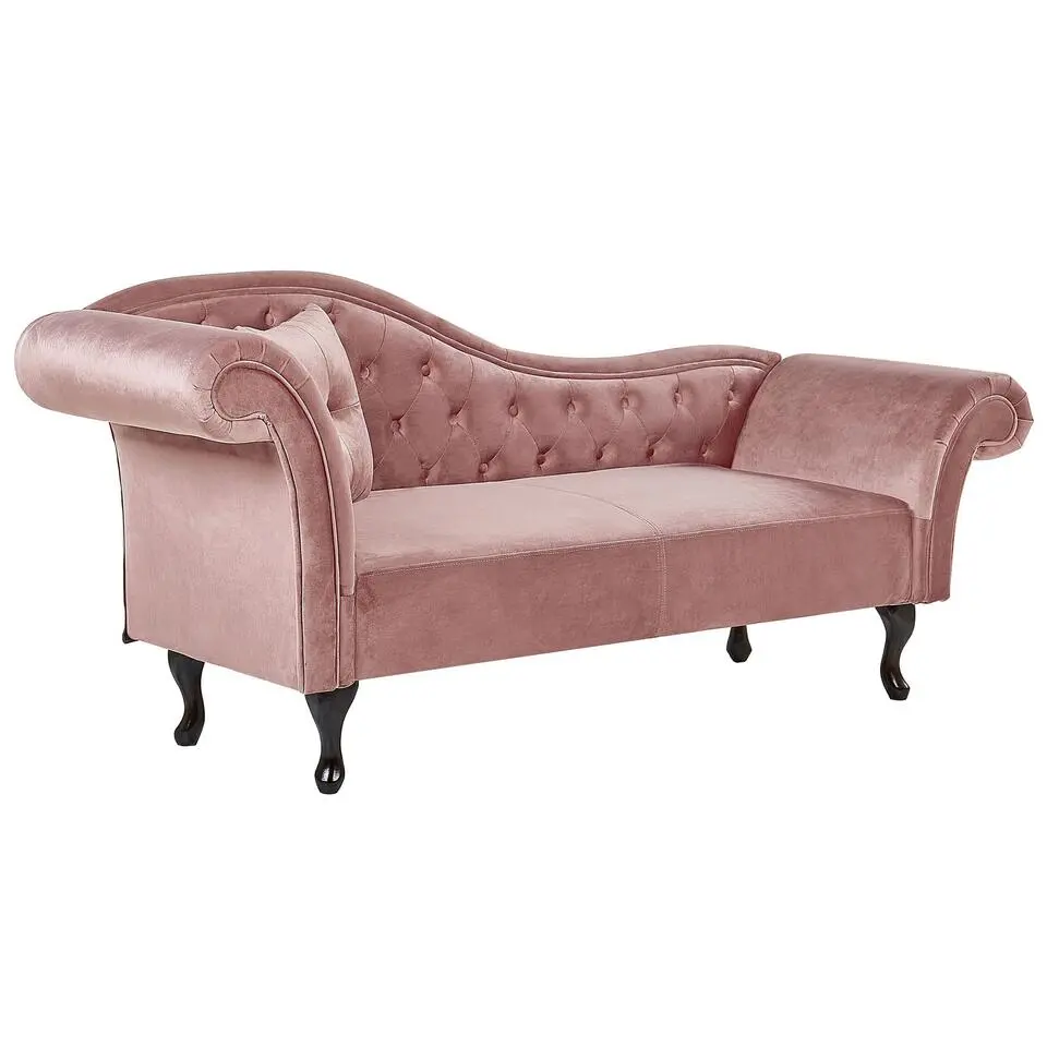 LATTES - Chaise longue - Roze - Linkerzijde - Fluweel