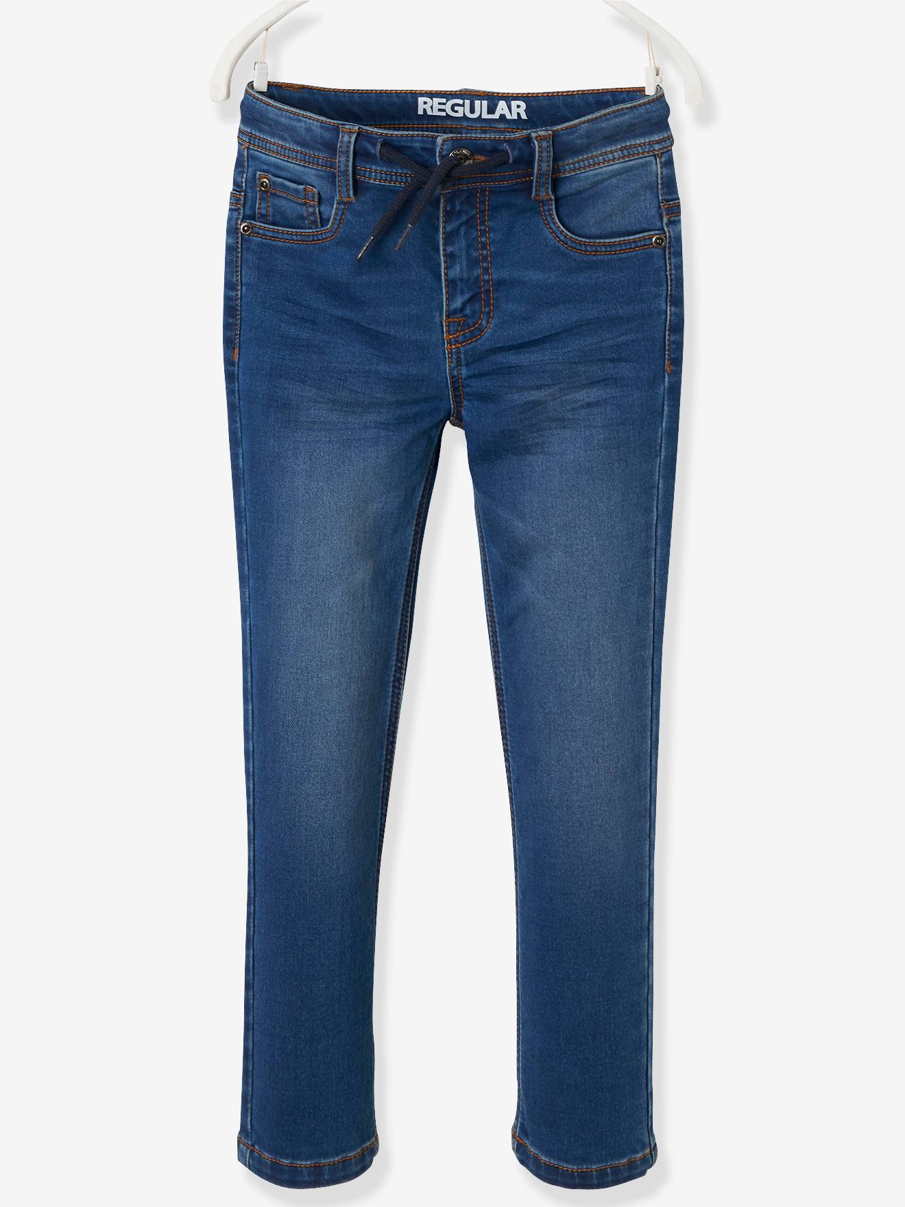 Calças de moletom azul-escuras com efeito jeans para meninos