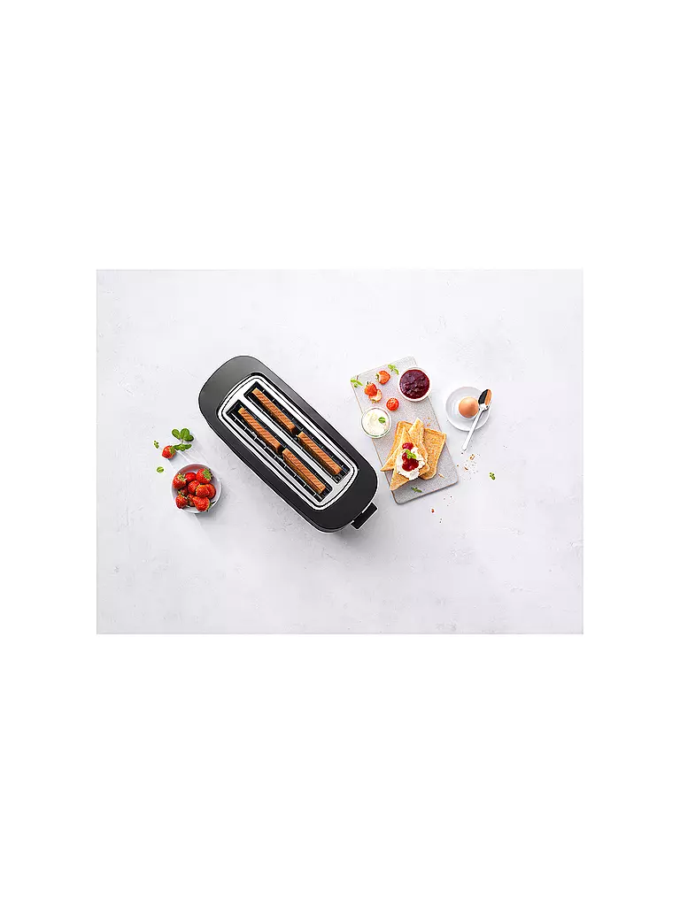ZWILLING ENFINIGY® Toaster 4 Scheiben Edelstahl 2 Schlitze lang Schwarz  schwarz