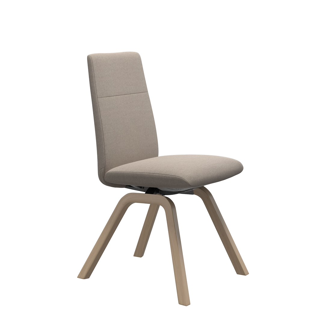 Chilli (M) spisestol Lav D200 Tekstil Tulip Light Beige med natur eik understell