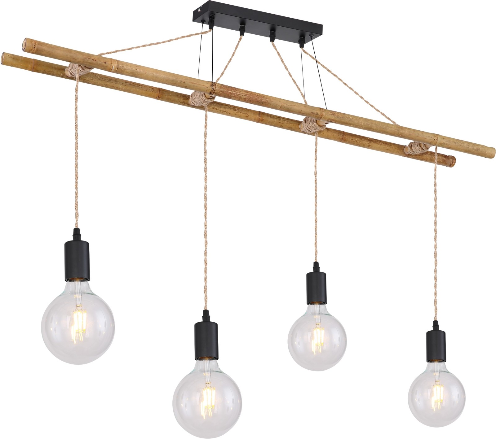 Pendelleuchte - schwarz matt-natur - 120 cm