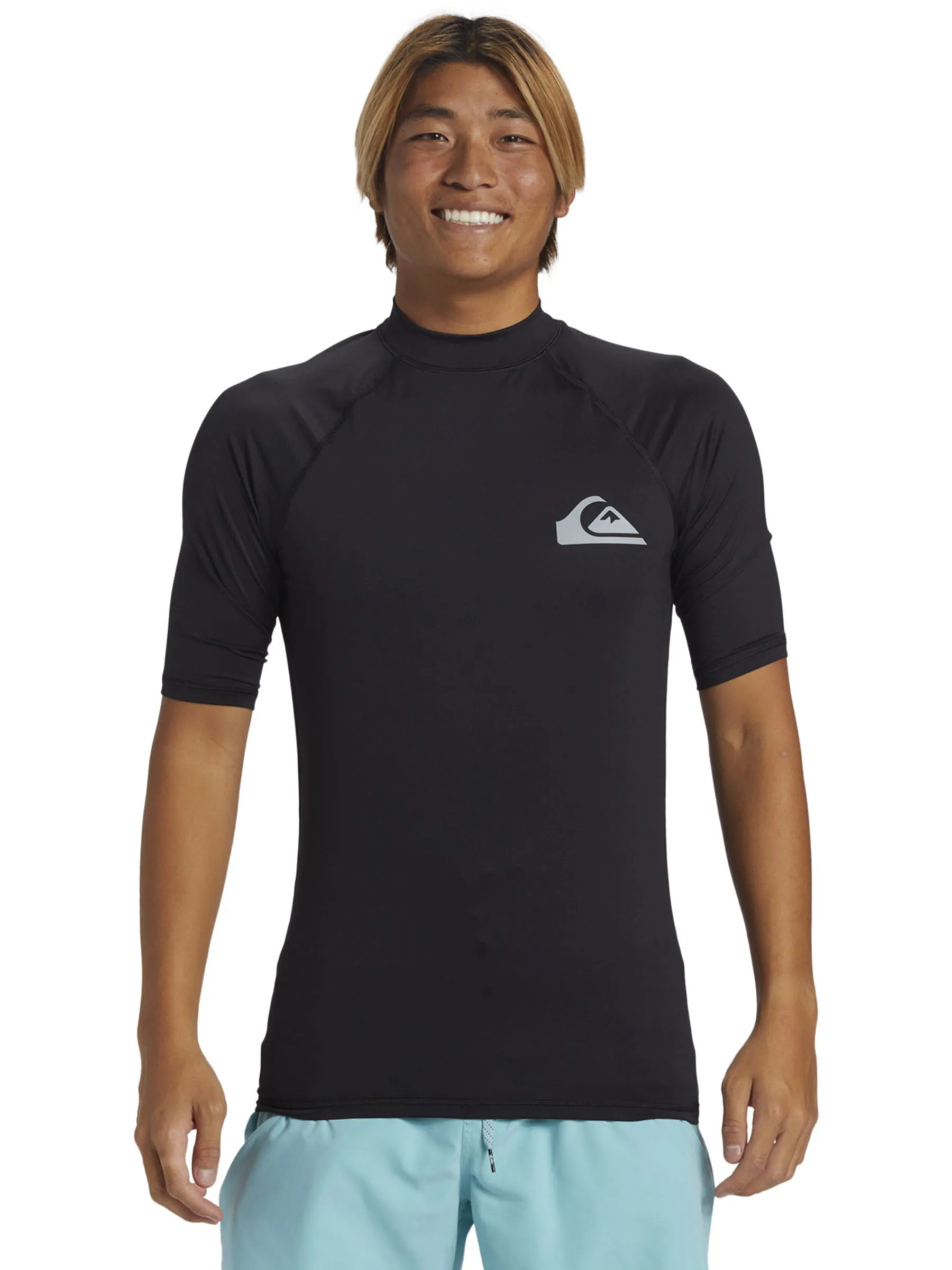 Zwart - Quiksilver UPF50 uv-werend hemdje met korte mouwen