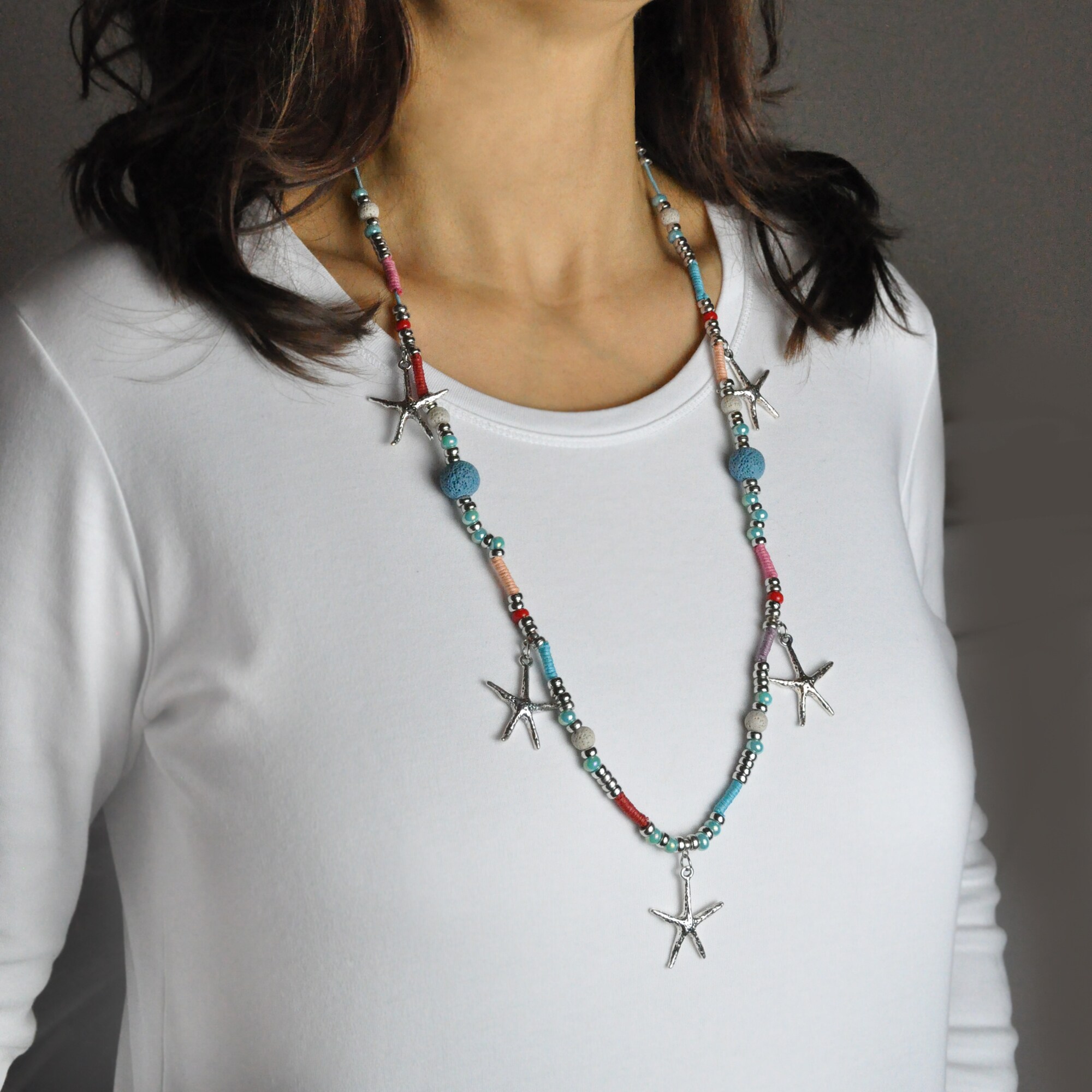 Steuer Modeschmuck Collierkette Maritime Modekette in sommerlichen Farben