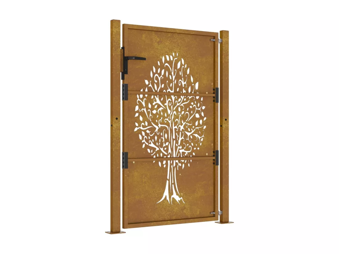 Portail de jardin 105x155 cm acier corten conception de l'arbre