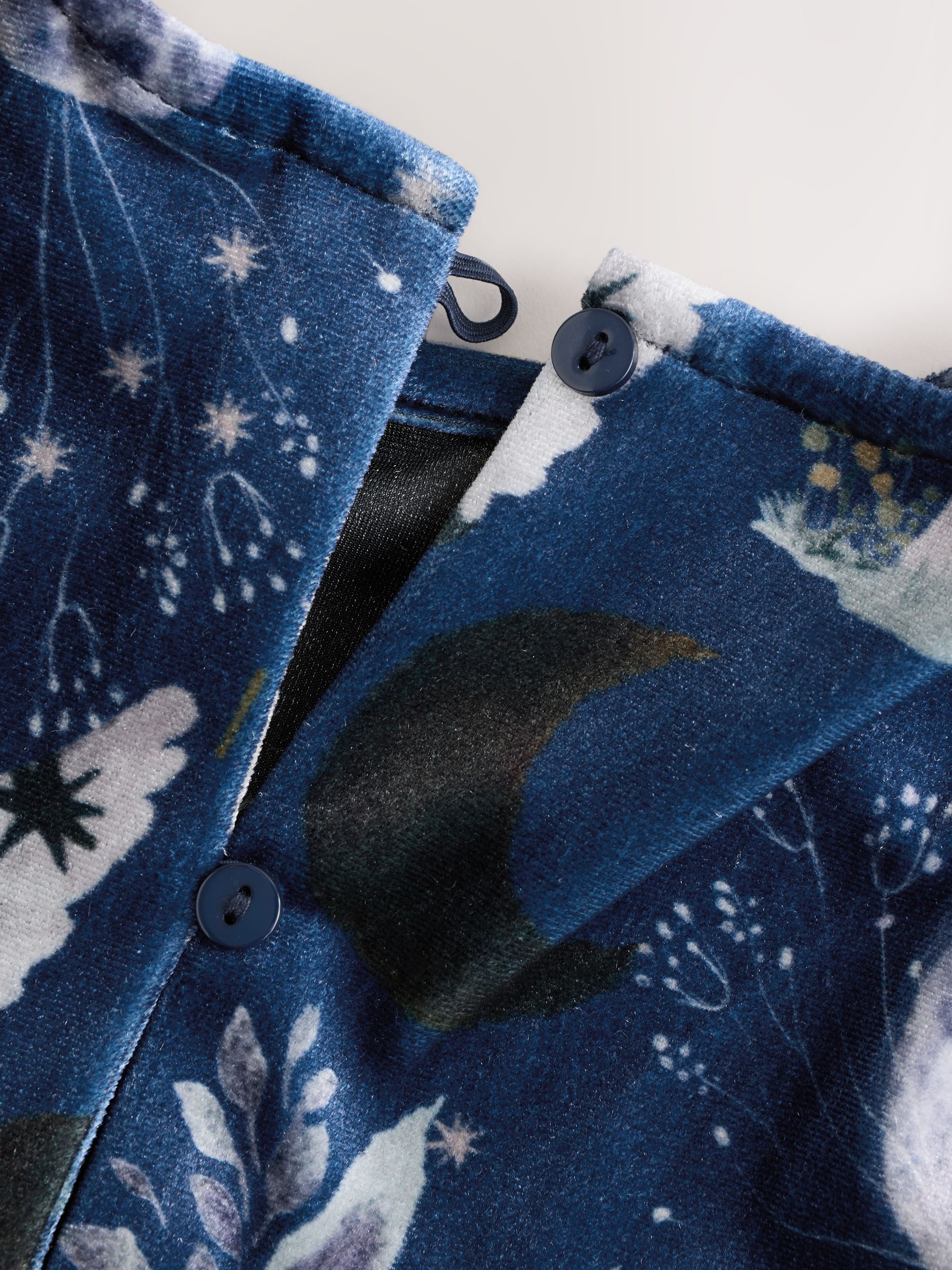 Marineblauw met figuurtjes - Fluwelen jurk met print (3mnd-8jr)