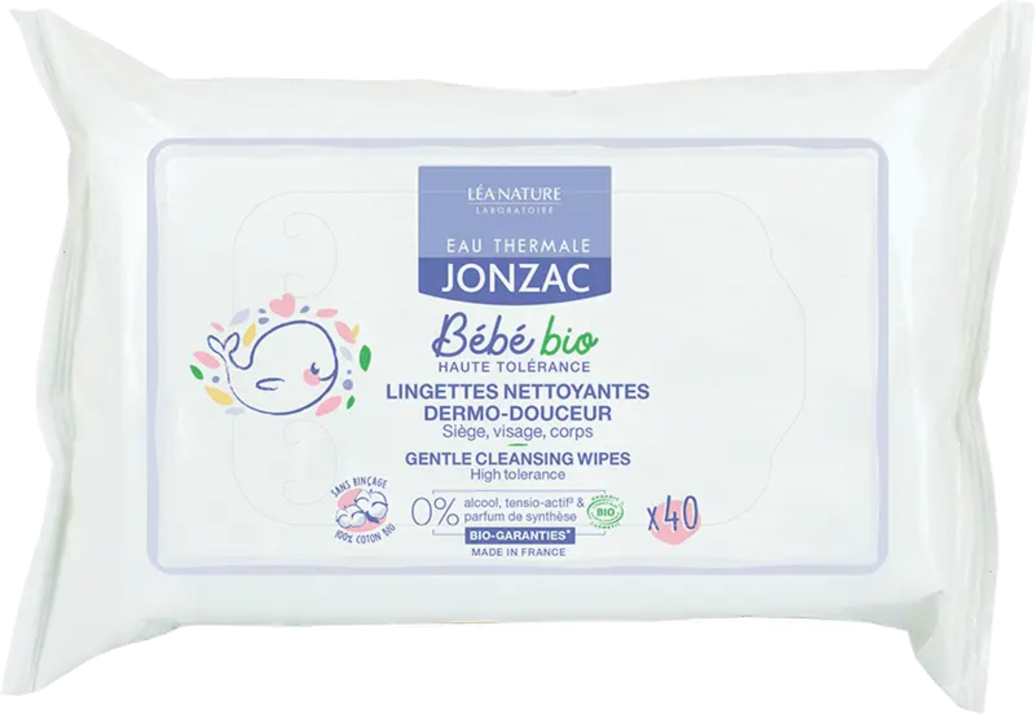 Eau Thermale JONZAC  BébéBio Gentle Cleansing Wipes, 40 Stk