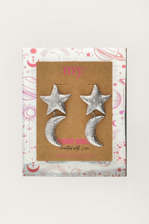 Starry oorhangers met maan & ster