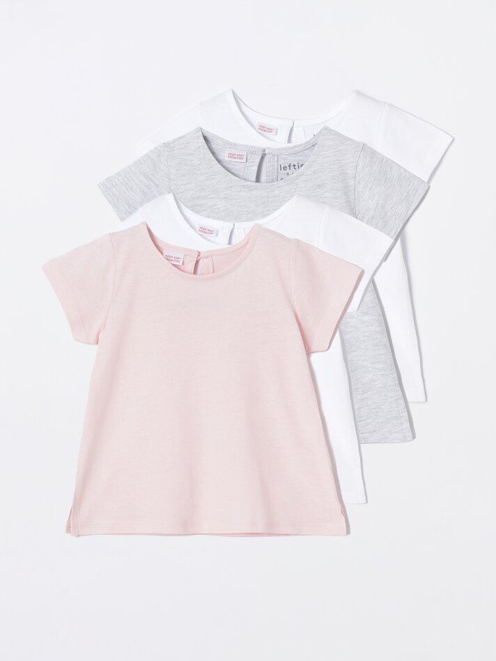 Pacote com 4 camisetas lisas de manga curta - Brancas