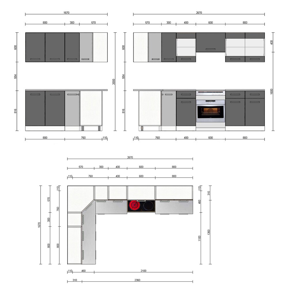 Vicco Eckküche Küchenblock Einbauküche Rick Weiß Anthrazit Hochglanz 270 cm modern Küchen Schränke Spülenunterschrank Eck-Unterschrank Eck-Hängeschrank Arbeitsplatte Küchenmöbel Küchenzeile L-Küche