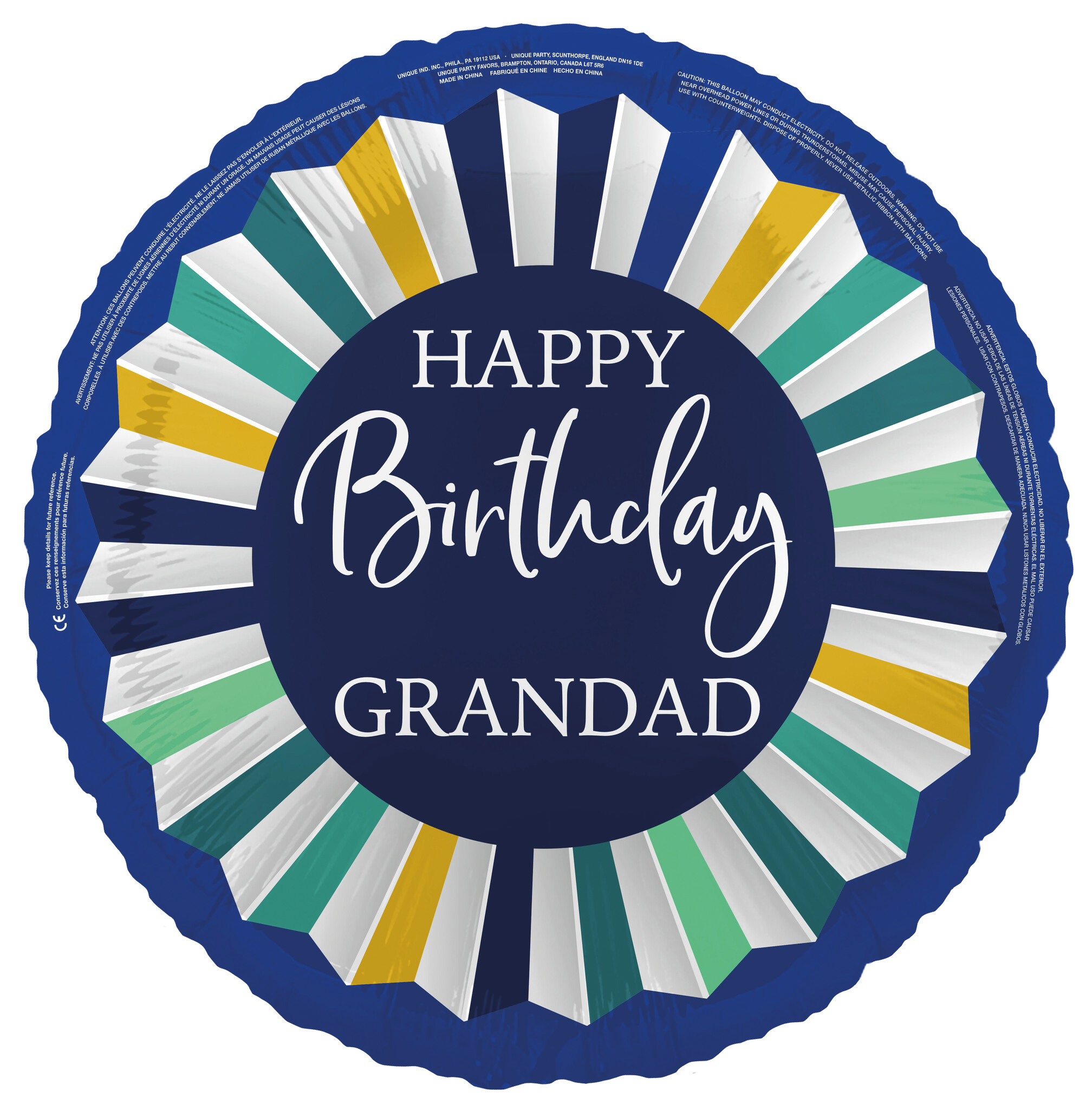 Happy Birthday Helium Ballon Grandad Leeg 45cm