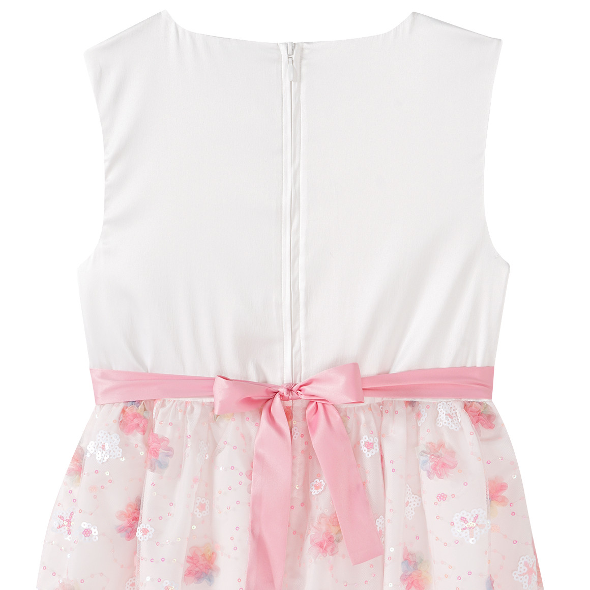 Yigga Festliches Mädchen Kleid mit Zierschleife cremeweiss