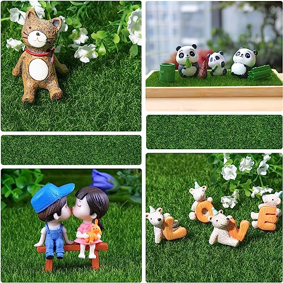 (15x15cm) Miniatur Garten Kunst Rasen Deko Gras Landschaft Bastel Zubehör Wiese - Grün