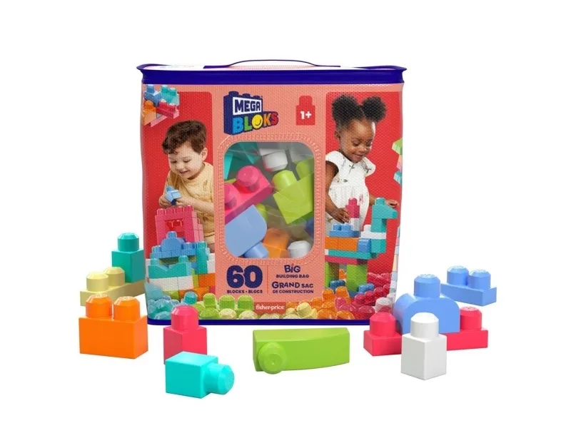MEGA BLOKS Stor First Builders-pose med byggeklodser, Byggesæt, 1 År, Plast, 60 stk, 1,04 kg