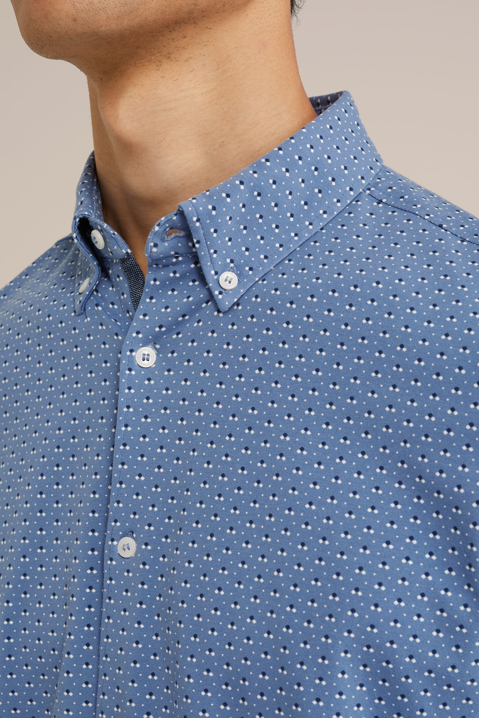 jersey overhemd met dessin WE Fashion Grijsblauw