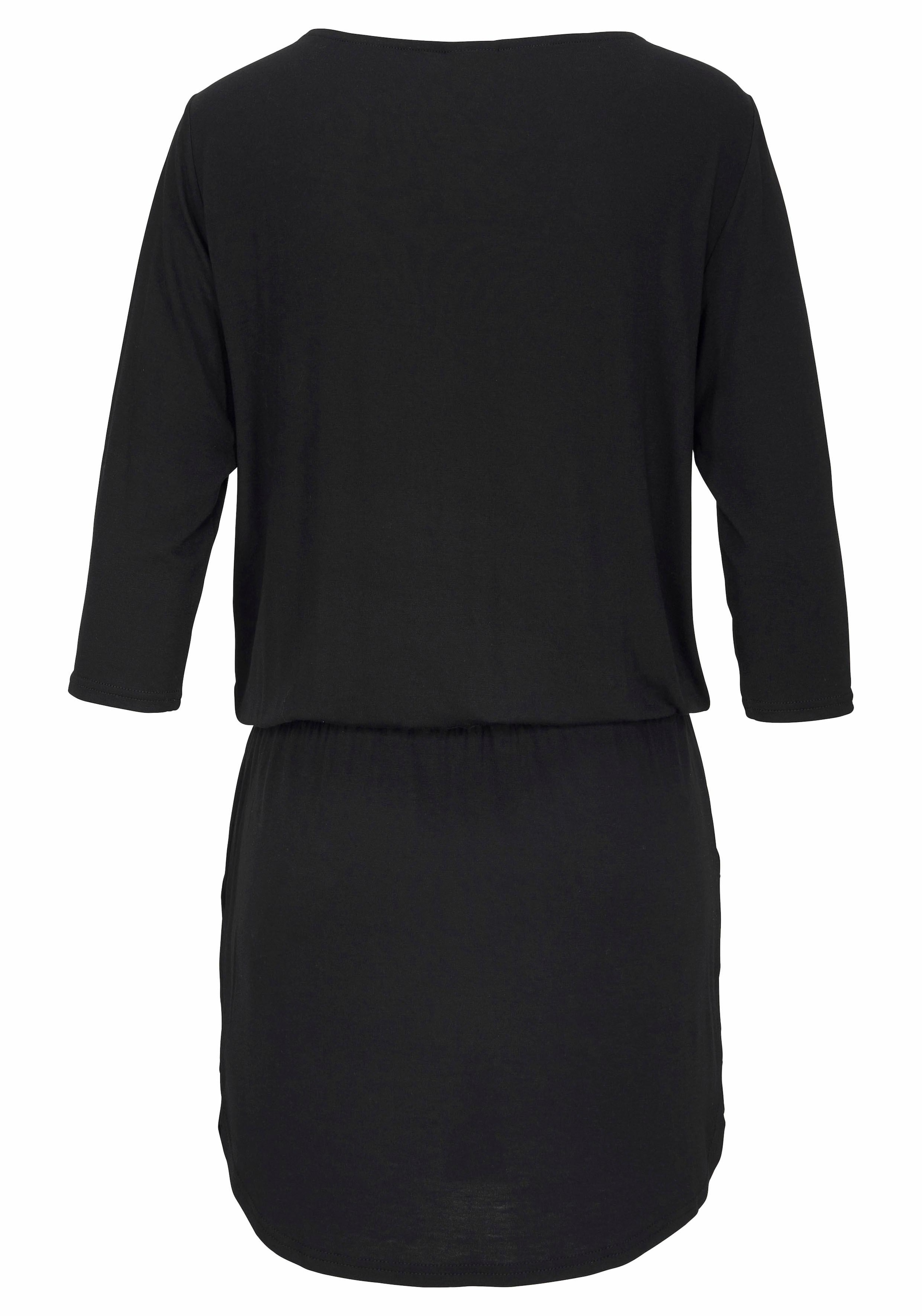 LASCANA Jerseykleid Eingrifftaschen mit goldfarbenem Reissverschlussdetail und Taschen, sportlich-casual